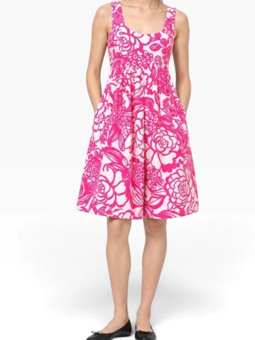Anthropologie Vanessa Virginia Pink/White Floral Textured Garden Party Dress 12